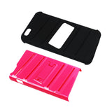 REIKO IPHONE 6 PLUS HYBRID FISHBONE CASE WITH KICKSTAND IN BLACK HOT PINK