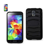 REIKO SAMSUNG GALAXY S5 HYBRID FISHBONE CASE WITH KICKSTAND IN BLACK