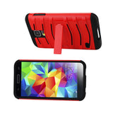 REIKO SAMSUNG GALAXY S5 HYBRID FISHBONE CASE WITH KICKSTAND IN BLACK RED