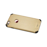 REIKO IPHONE 6 PLUS/ 6S PLUS RUGGED METAL TEXTURE HYBRID CASE WITH RIDGED BACK IN BLACK GOLD