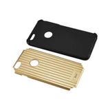 REIKO IPHONE 6 PLUS/ 6S PLUS RUGGED METAL TEXTURE HYBRID CASE WITH RIDGED BACK IN BLACK GOLD