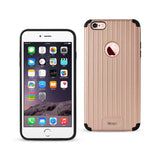 REIKO IPHONE 6 PLUS/ 6S PLUS RUGGED METAL TEXTURE HYBRID CASE WITH RIDGED BACK IN BLACK ROSE GOLD