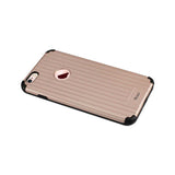 REIKO IPHONE 6 PLUS/ 6S PLUS RUGGED METAL TEXTURE HYBRID CASE WITH RIDGED BACK IN BLACK ROSE GOLD