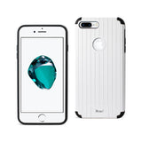 REIKO IPHONE 7 PLUS RUGGED METAL TEXTURE HYBRID CASE WITH RIDGED BACK IN BLACK WHITE