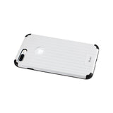 REIKO IPHONE 7 PLUS RUGGED METAL TEXTURE HYBRID CASE WITH RIDGED BACK IN BLACK WHITE