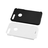 REIKO IPHONE 7 PLUS RUGGED METAL TEXTURE HYBRID CASE WITH RIDGED BACK IN BLACK WHITE