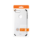 REIKO IPHONE 7 PLUS RUGGED METAL TEXTURE HYBRID CASE WITH RIDGED BACK IN BLACK WHITE