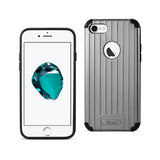 REIKO IPHONE 7 RUGGED METAL TEXTURE HYBRID CASE WITH RIDGED BACK IN BLACK GRAY