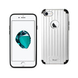 REIKO IPHONE 7 RUGGED METAL TEXTURE HYBRID CASE WITH RIDGED BACK IN BLACK SILVER