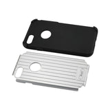 REIKO IPHONE 7 RUGGED METAL TEXTURE HYBRID CASE WITH RIDGED BACK IN BLACK SILVER
