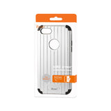 REIKO IPHONE 7 RUGGED METAL TEXTURE HYBRID CASE WITH RIDGED BACK IN BLACK SILVER