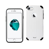 REIKO IPHONE 7 RUGGED METAL TEXTURE HYBRID CASE WITH RIDGED BACK IN BLACK WHITE