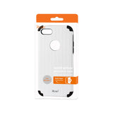 REIKO IPHONE 7 RUGGED METAL TEXTURE HYBRID CASE WITH RIDGED BACK IN BLACK WHITE