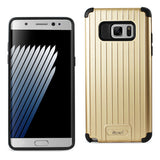 REIKO SAMSUNG GALAXY NOTE 7 RUGGED METAL TEXTURE HYBRID CASE WITH RIDGED BACK IN BLACK GOLD