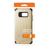 REIKO SAMSUNG GALAXY NOTE 7 RUGGED METAL TEXTURE HYBRID CASE WITH RIDGED BACK IN BLACK GOLD