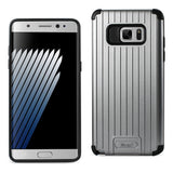 REIKO SAMSUNG GALAXY NOTE 7 RUGGED METAL TEXTURE HYBRID CASE WITH RIDGED BACK IN BLACK GRAY