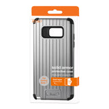 REIKO SAMSUNG GALAXY NOTE 7 RUGGED METAL TEXTURE HYBRID CASE WITH RIDGED BACK IN BLACK GRAY