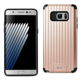 REIKO SAMSUNG GALAXY NOTE 7 RUGGED METAL TEXTURE HYBRID CASE WITH RIDGED BACK IN BLACK ROSE GOLD
