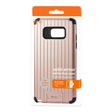 REIKO SAMSUNG GALAXY NOTE 7 RUGGED METAL TEXTURE HYBRID CASE WITH RIDGED BACK IN BLACK ROSE GOLD