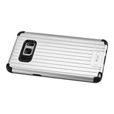 REIKO SAMSUNG GALAXY NOTE 7 RUGGED METAL TEXTURE HYBRID CASE WITH RIDGED BACK IN BLACK SILVER