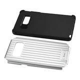 REIKO SAMSUNG GALAXY NOTE 7 RUGGED METAL TEXTURE HYBRID CASE WITH RIDGED BACK IN BLACK SILVER