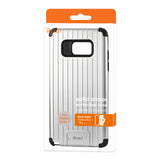 REIKO SAMSUNG GALAXY NOTE 7 RUGGED METAL TEXTURE HYBRID CASE WITH RIDGED BACK IN BLACK SILVER