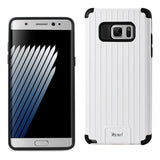 REIKO SAMSUNG GALAXY NOTE 7 RUGGED METAL TEXTURE HYBRID CASE WITH RIDGED BACK IN BLACK WHITE