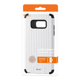 REIKO SAMSUNG GALAXY NOTE 7 RUGGED METAL TEXTURE HYBRID CASE WITH RIDGED BACK IN BLACK WHITE