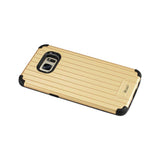 REIKO SAMSUNG GALAXY S7 EDGE RUGGED METAL TEXTURE HYBRID CASE WITH RIDGED BACK IN BLACK GOLD