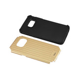 REIKO SAMSUNG GALAXY S7 EDGE RUGGED METAL TEXTURE HYBRID CASE WITH RIDGED BACK IN BLACK GOLD