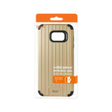 REIKO SAMSUNG GALAXY S7 EDGE RUGGED METAL TEXTURE HYBRID CASE WITH RIDGED BACK IN BLACK GOLD