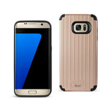 REIKO SAMSUNG GALAXY S7 EDGE RUGGED METAL TEXTURE HYBRID CASE WITH RIDGED BACK IN BLACK ROSE GOLD