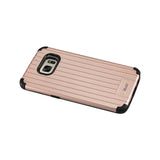 REIKO SAMSUNG GALAXY S7 EDGE RUGGED METAL TEXTURE HYBRID CASE WITH RIDGED BACK IN BLACK ROSE GOLD