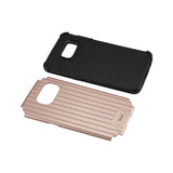REIKO SAMSUNG GALAXY S7 EDGE RUGGED METAL TEXTURE HYBRID CASE WITH RIDGED BACK IN BLACK ROSE GOLD