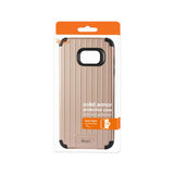 REIKO SAMSUNG GALAXY S7 EDGE RUGGED METAL TEXTURE HYBRID CASE WITH RIDGED BACK IN BLACK ROSE GOLD