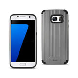 REIKO SAMSUNG GALAXY S7 RUGGED METAL TEXTURE HYBRID CASE WITH RIDGED BACK IN BLACK GRAY