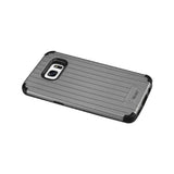 REIKO SAMSUNG GALAXY S7 RUGGED METAL TEXTURE HYBRID CASE WITH RIDGED BACK IN BLACK GRAY
