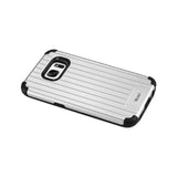 REIKO SAMSUNG GALAXY S7 RUGGED METAL TEXTURE HYBRID CASE WITH RIDGED BACK IN BLACK SILVER