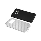 REIKO SAMSUNG GALAXY S7 RUGGED METAL TEXTURE HYBRID CASE WITH RIDGED BACK IN BLACK SILVER