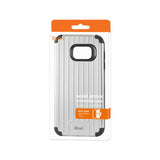 REIKO SAMSUNG GALAXY S7 RUGGED METAL TEXTURE HYBRID CASE WITH RIDGED BACK IN BLACK SILVER
