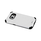 REIKO SAMSUNG GALAXY S7 RUGGED METAL TEXTURE HYBRID CASE WITH RIDGED BACK IN BLACK WHITE