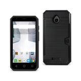 REIKO ALCATEL DAWN/ STREAK SLIM ARMOR HYBRID CASE WITH CARD HOLDER IN BLACK