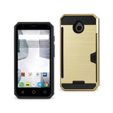 REIKO ALCATEL DAWN/ STREAK SLIM ARMOR HYBRID CASE WITH CARD HOLDER IN GOLD