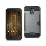 REIKO ALCATEL FIERCE 4 SLIM ARMOR HYBRID CASE WITH CARD HOLDER IN GRAY
