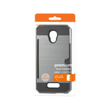 REIKO ALCATEL FIERCE 4 SLIM ARMOR HYBRID CASE WITH CARD HOLDER IN GRAY