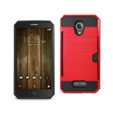 REIKO ALCATEL FIERCE 4 SLIM ARMOR HYBRID CASE WITH CARD HOLDER IN RED
