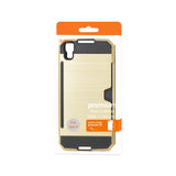 REIKO ALCATEL ONE TOUCH IDOL 4 SLIM ARMOR HYBRID CASE WITH CARD HOLDER IN GOLD