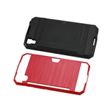 REIKO ALCATEL ONE TOUCH IDOL 4 SLIM ARMOR HYBRID CASE WITH CARD HOLDER IN RED