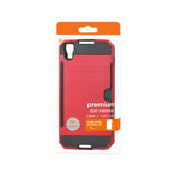 REIKO ALCATEL ONE TOUCH IDOL 4 SLIM ARMOR HYBRID CASE WITH CARD HOLDER IN RED