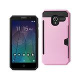 REIKO ALCATEL TRU SLIM ARMOR HYBRID CASE WITH CARD HOLDER IN PINK